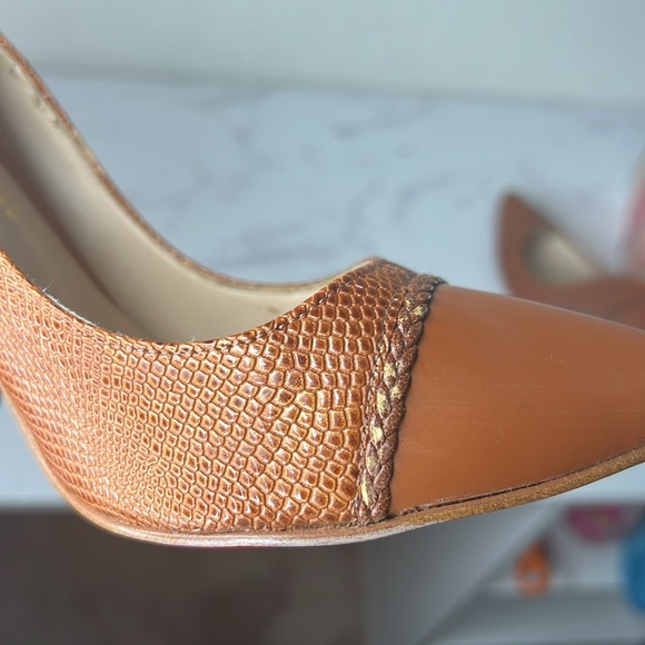 ANDREA PREMIUM Pump Block Brown Heels Women Size 7 - Picture 15 of 16